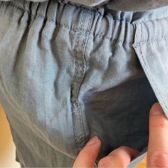 Lou & Grey Loft NWT Linen Dusty Gray Romper Sz S Tie Neck Racerback Pockets - Picture 7 of 15